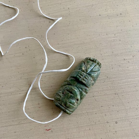 Vintage Handcarved Green Stone Talisman Pendant - Picture 6 of 13